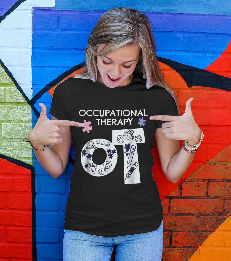 Occupational Therapy OT Puzzle Pieces And Playful Graphics T-Shirt