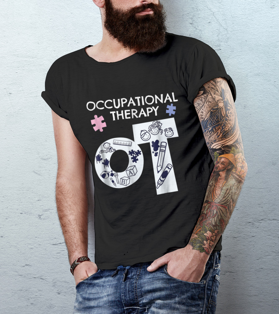 Occupational Therapy OT Puzzle Pieces And Playful Graphics T-Shirt