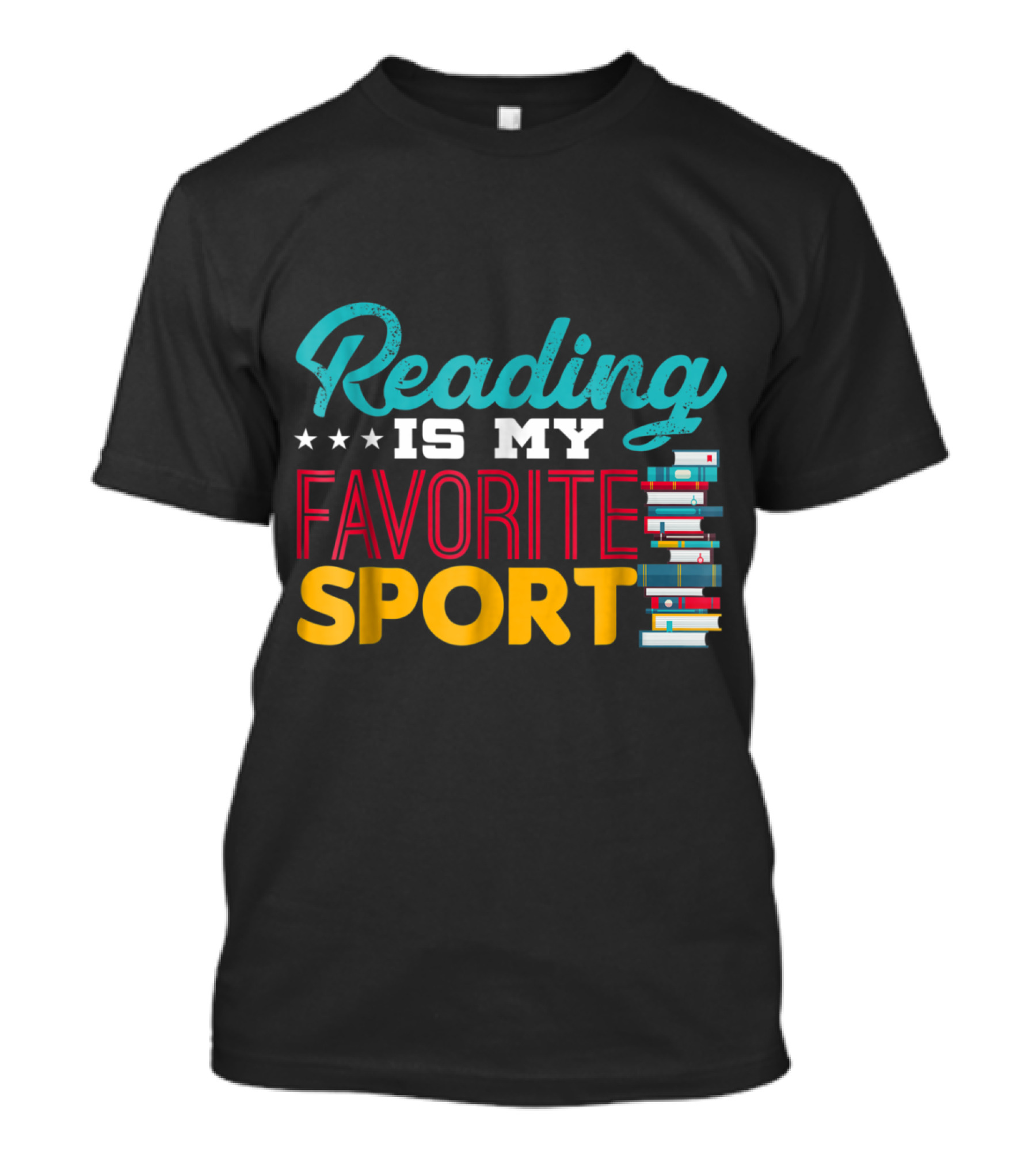 Reading Is My Favorite Sport With Stacked Books And Stars T-Shirt