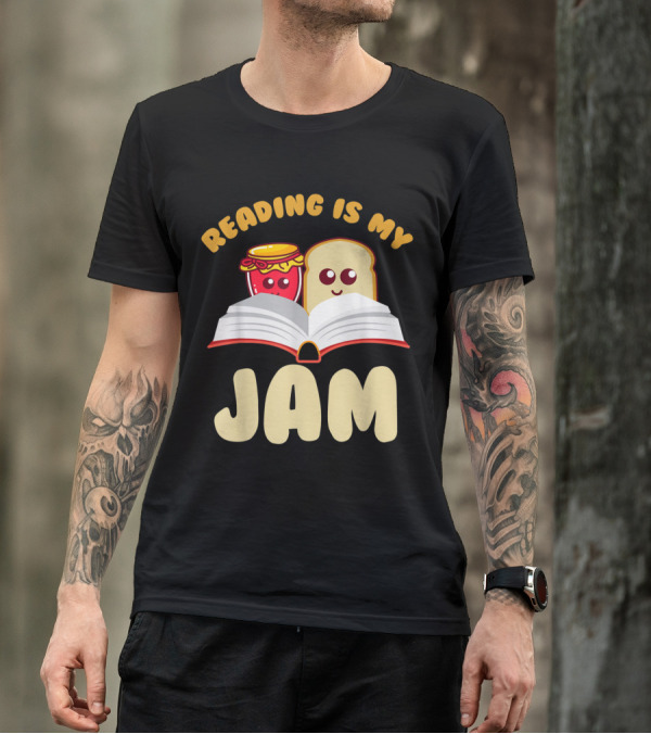 Reading Is My Jam With Cute Jam And Bread Characters Open Book T-Shirt
