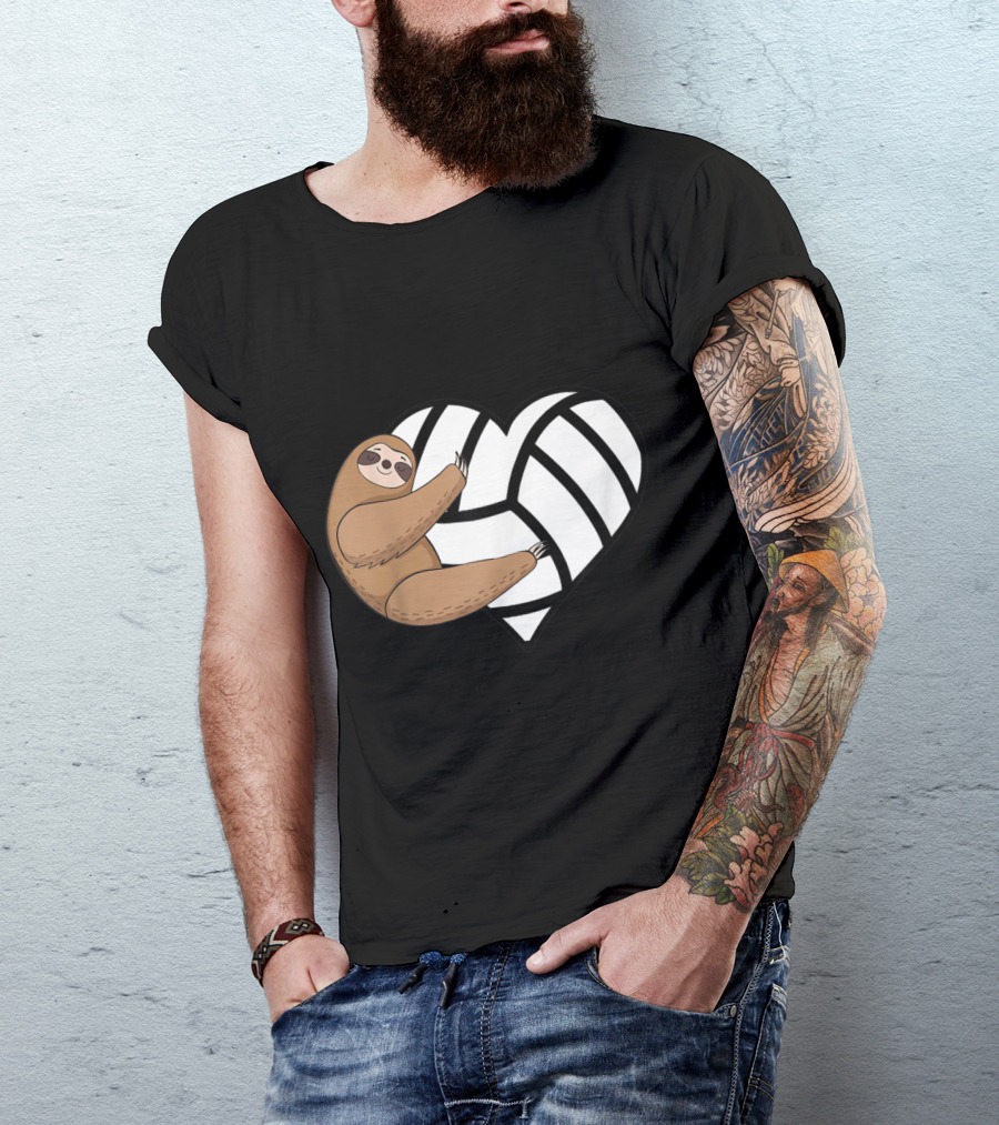 Sloth Hugging Volleyball Heart T-Shirt