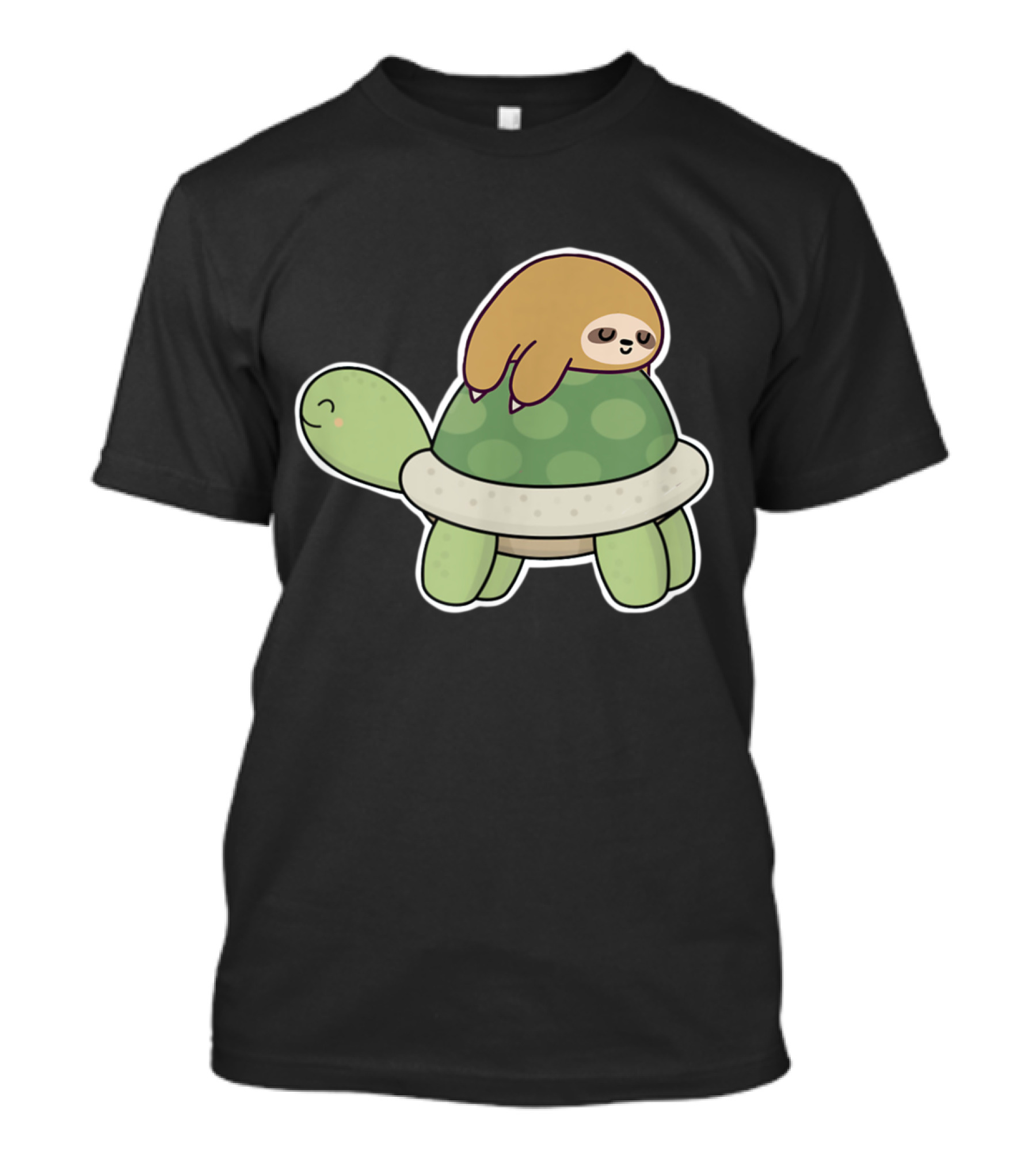Sloth On Turtle Cute Cartoon Yoga Pose T-Shirt