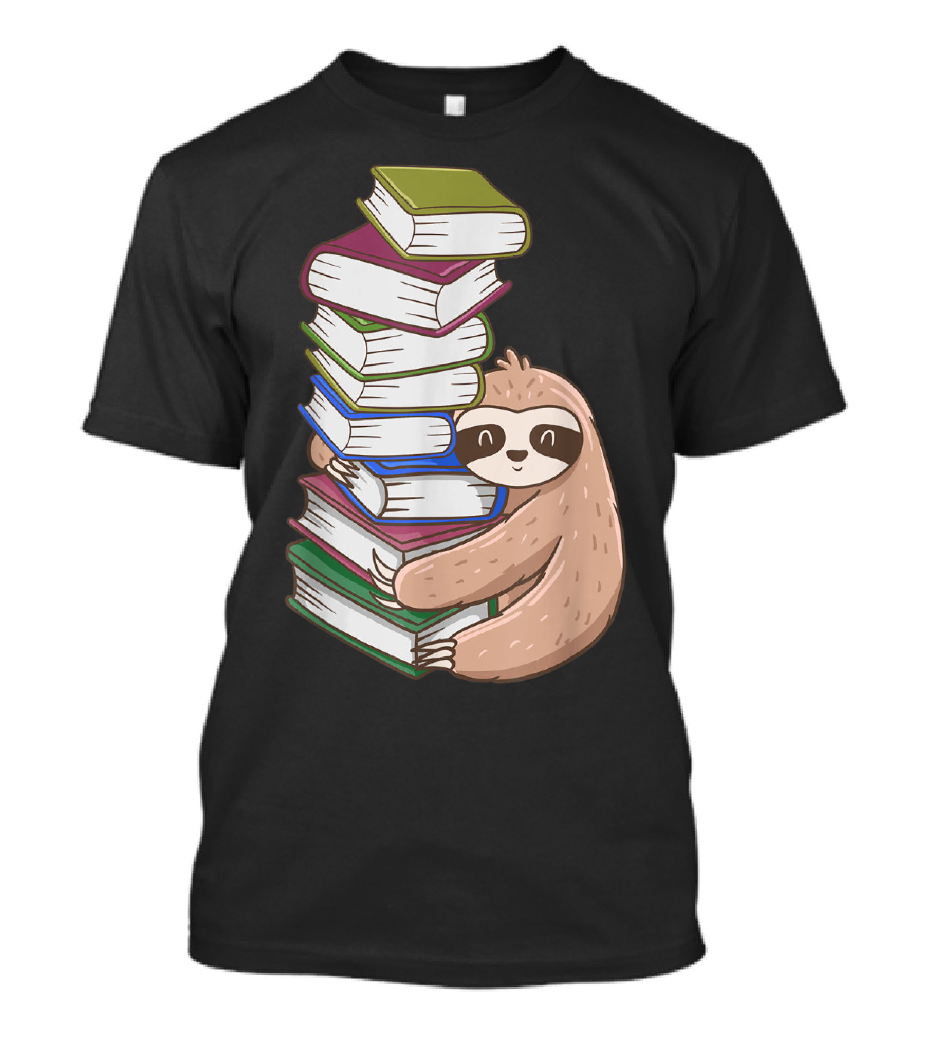 Sloth Hugging Stack Of Books Librarian Concept T-Shirt