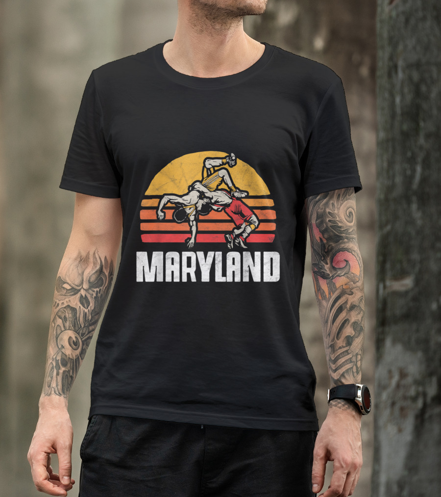 Maryland Vintage Wrestling Sunset Throwback T-Shirt