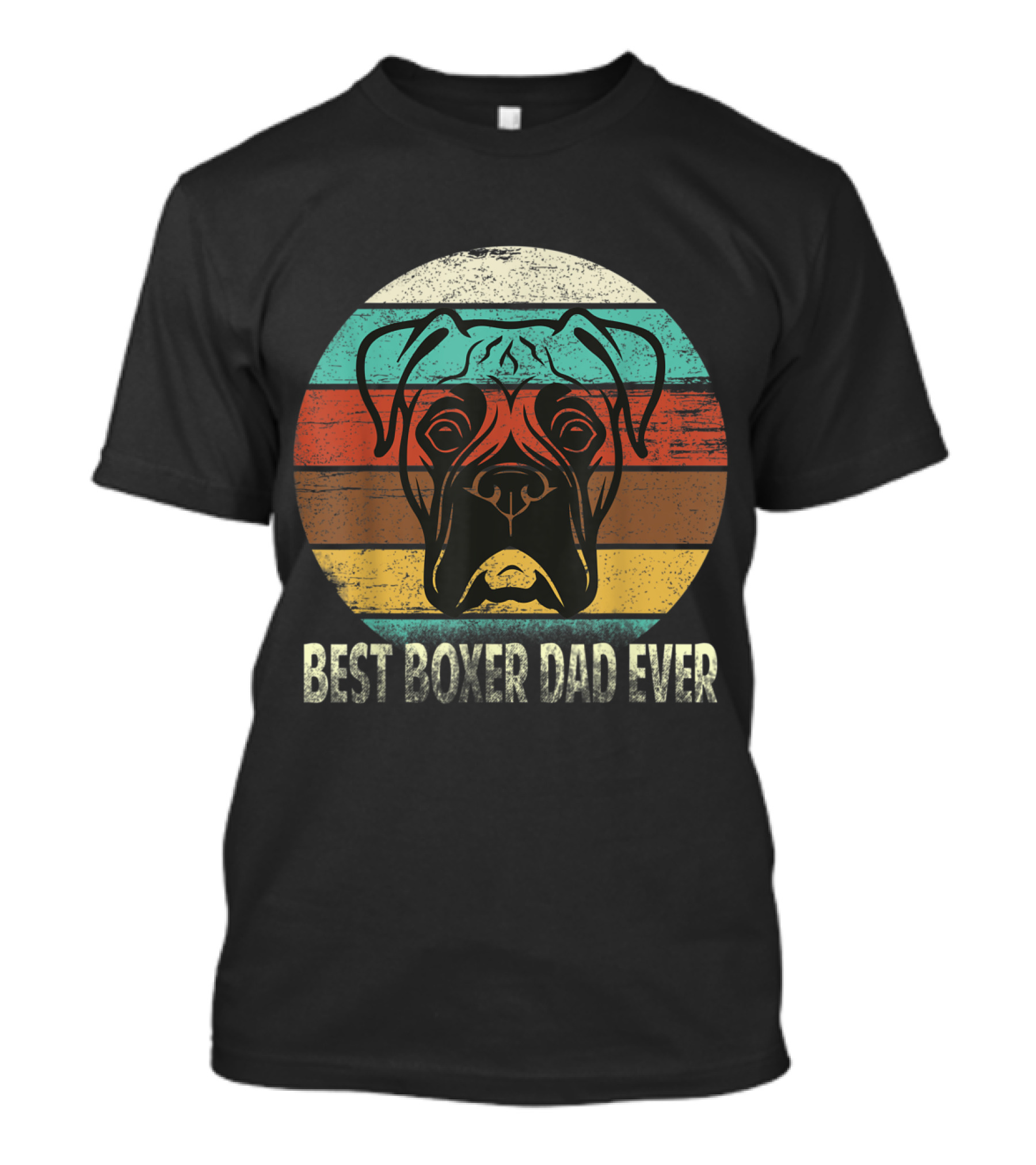 Best Boxer Dad Ever Vintage Striped Boxer Dog T-Shirt