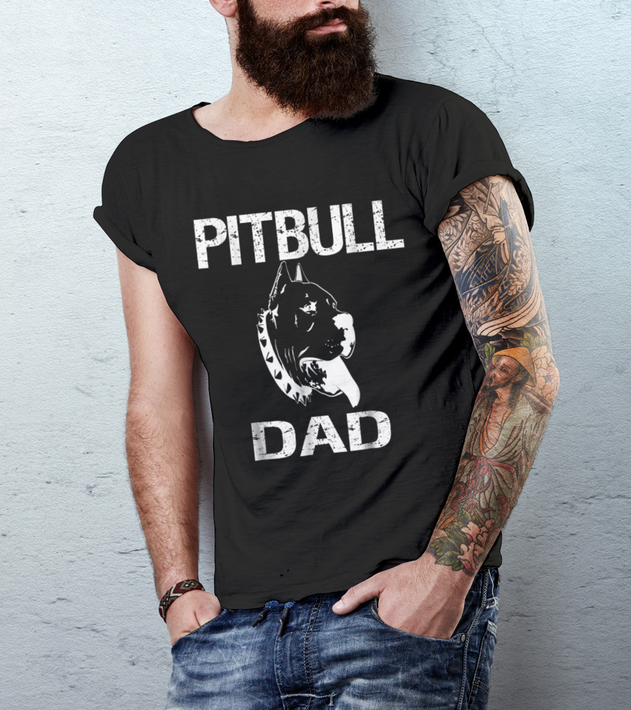 Pitbull Dad Dog Lover Fathers Pet Owner T-Shirt
