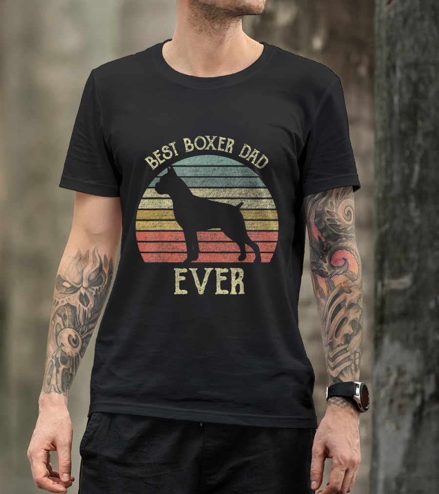 Best Boxer Dad Ever Vintage Boxer Dog Love T-Shirt