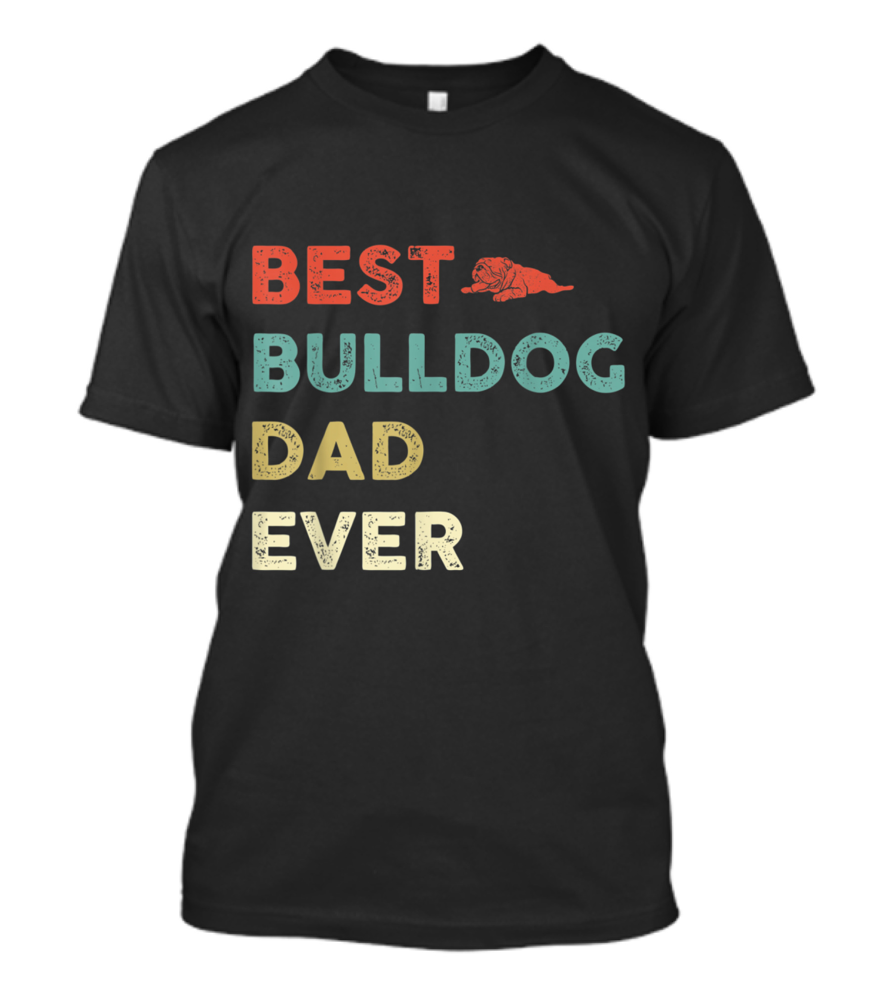 Best Bulldog Dad Ever Vintage Style Text With Red Bulldog T-Shirt