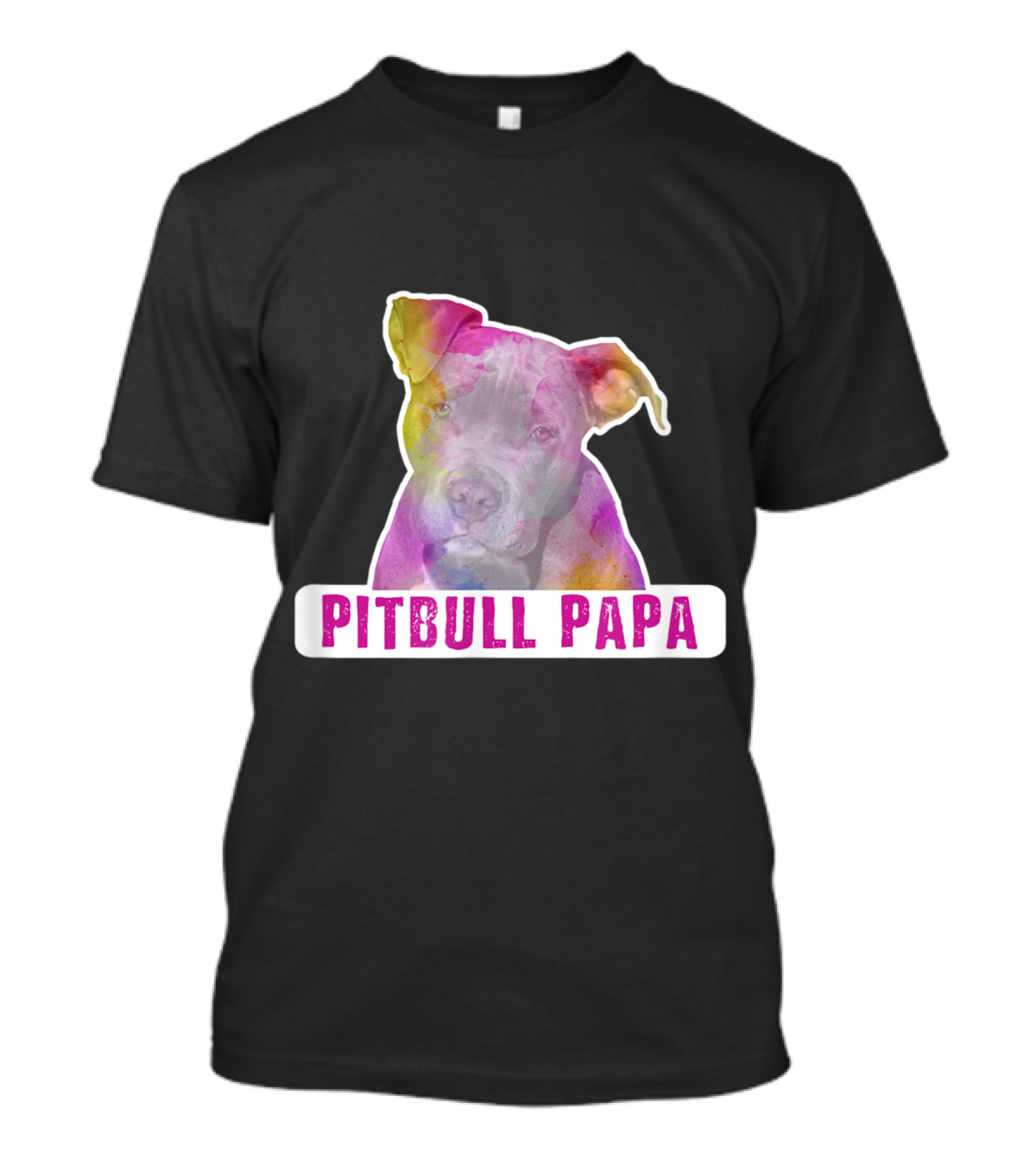 Pitbull Papa Watercolor Design Pitbull Dad Gift T-Shirt