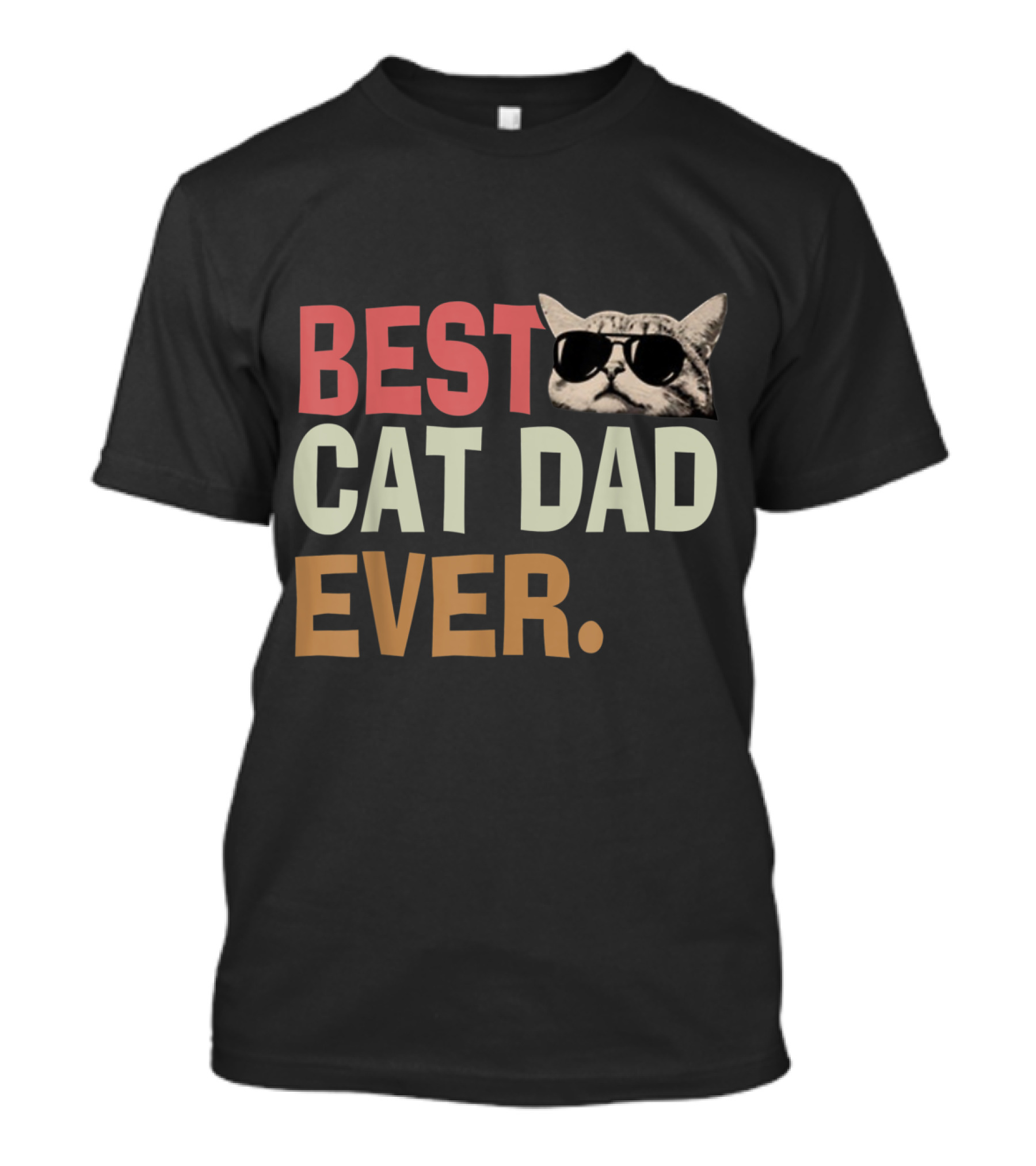 Best Cat Dad Ever Cool Cat Wearing Sunglasses T-Shirt