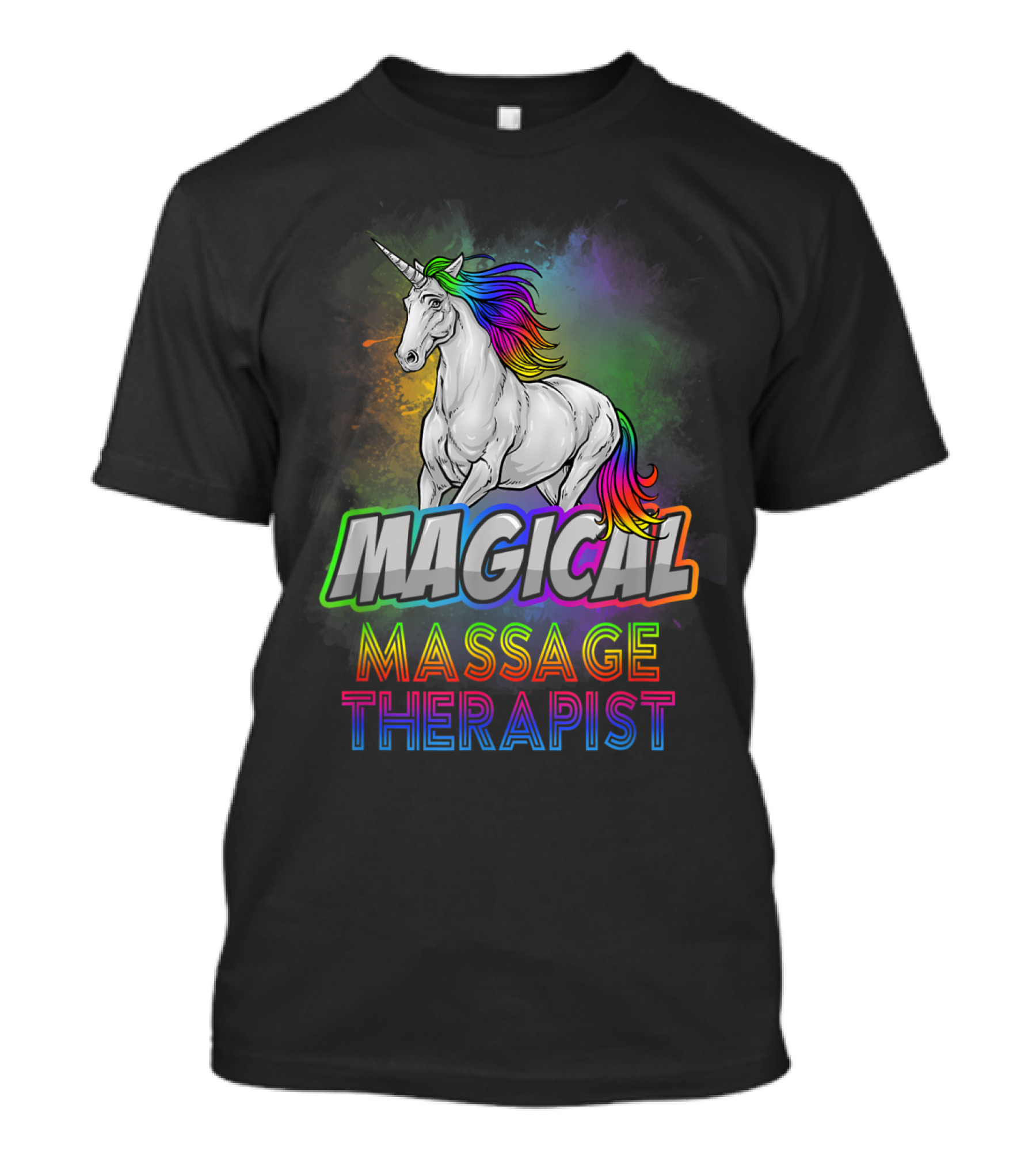 Magical Massage Therapist Unicorn With Rainbow Mane T-Shirt