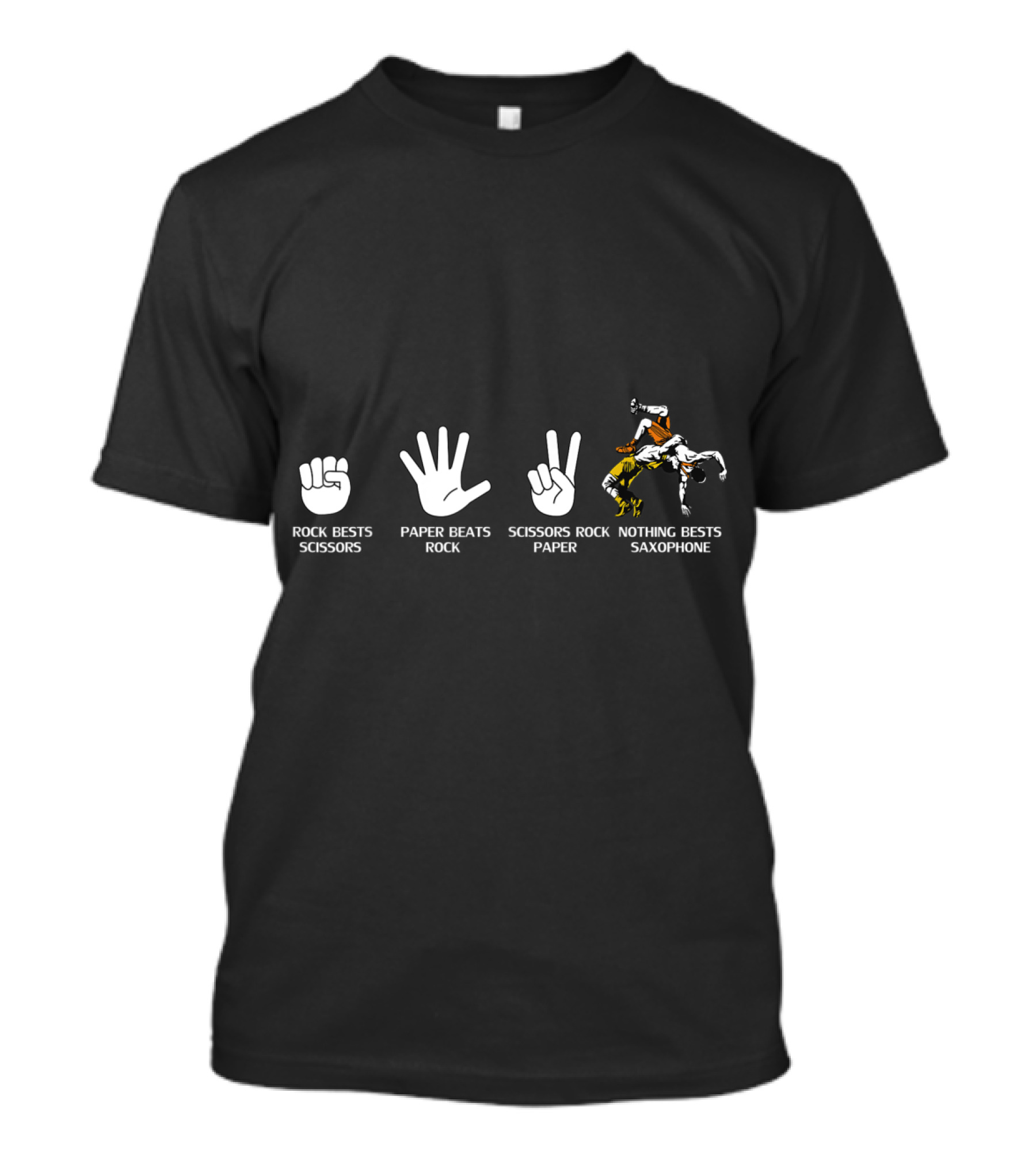 Rock Paper Scissors Nothing Beats Saxophone Wrestling Humor T-Shirt