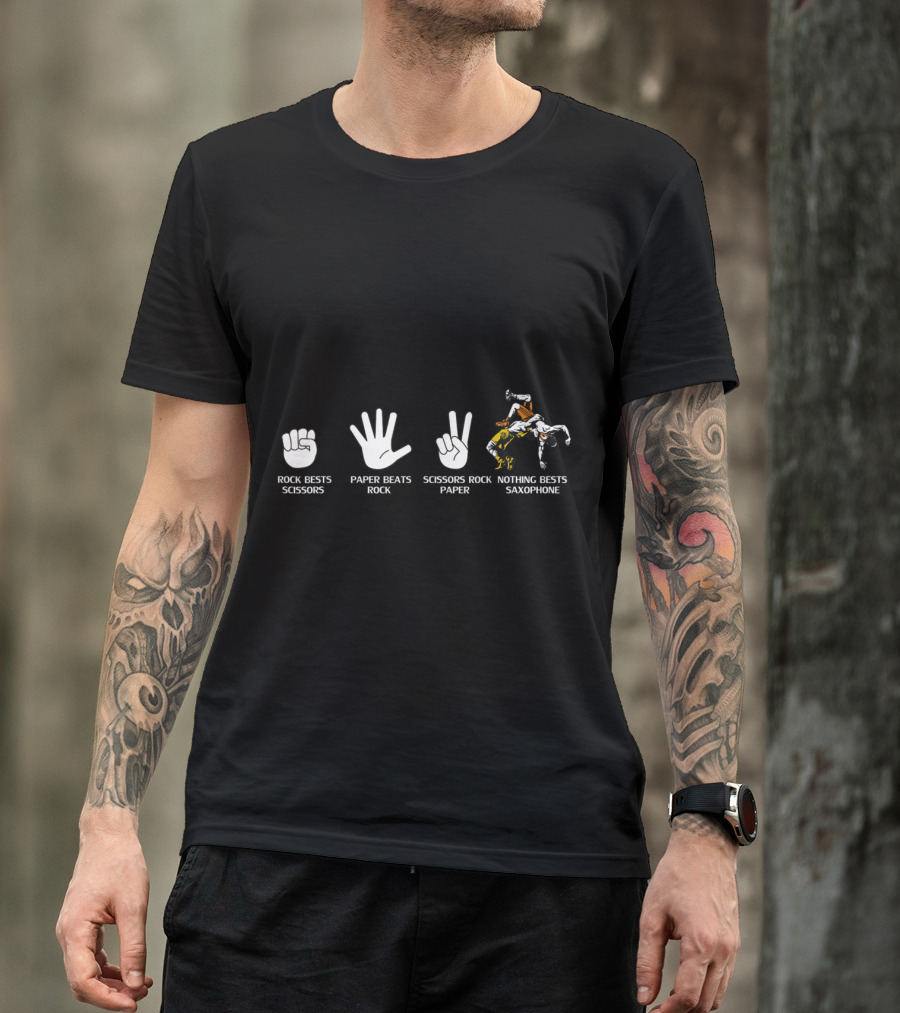 Rock Paper Scissors Nothing Beats Saxophone Wrestling Humor T-Shirt