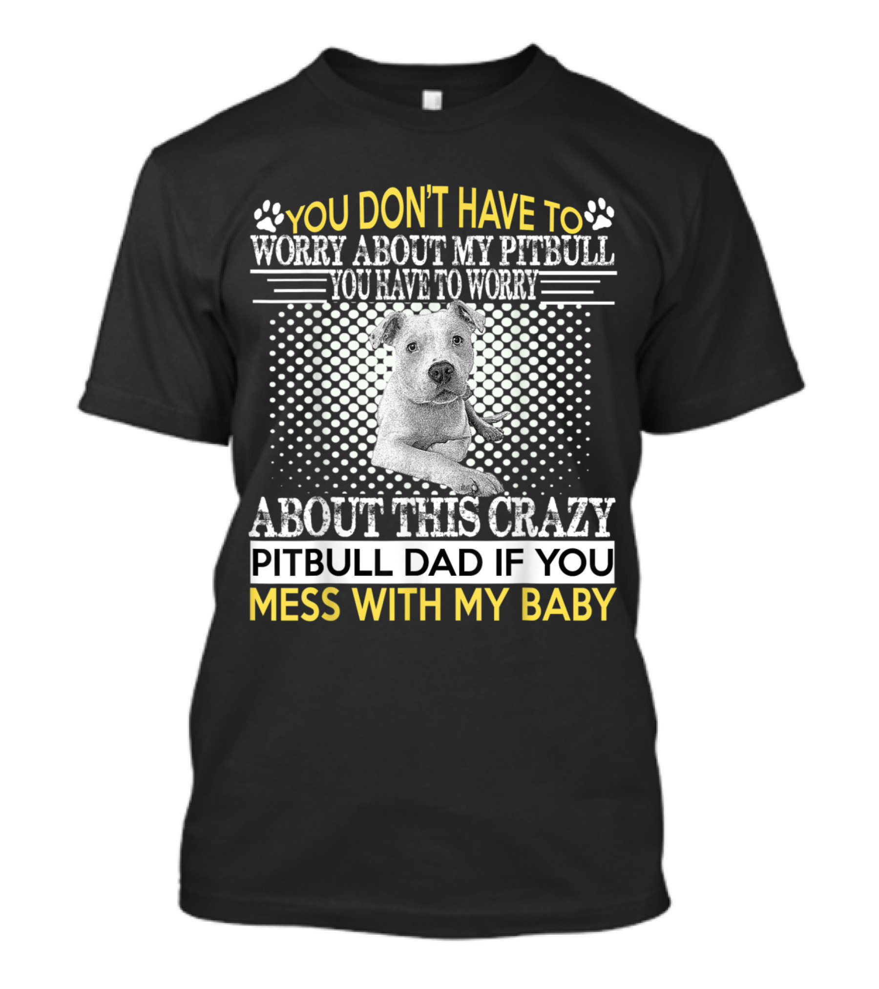 You Don't Have To Worry About My Pitbull You Have To Worry About This Crazy Pitbull Dad If You Mess With My Baby T-Shirt