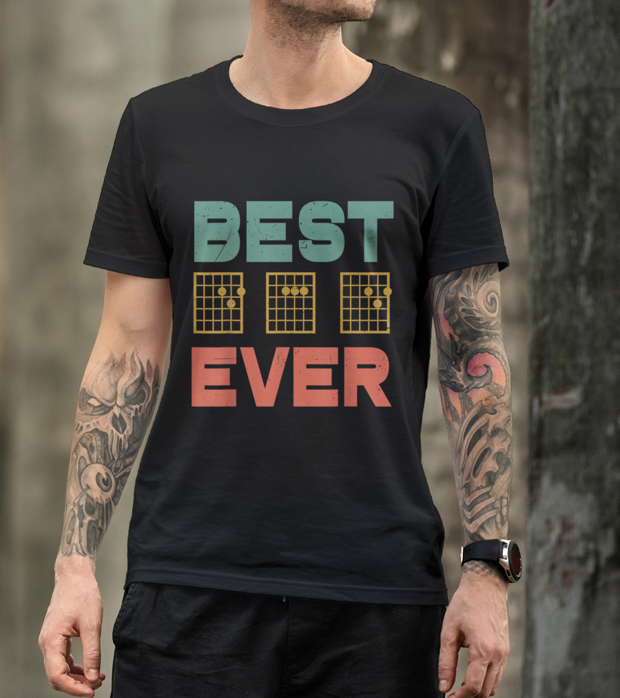 Best Dad Ever Vintage Style Guitar Chord T-Shirt