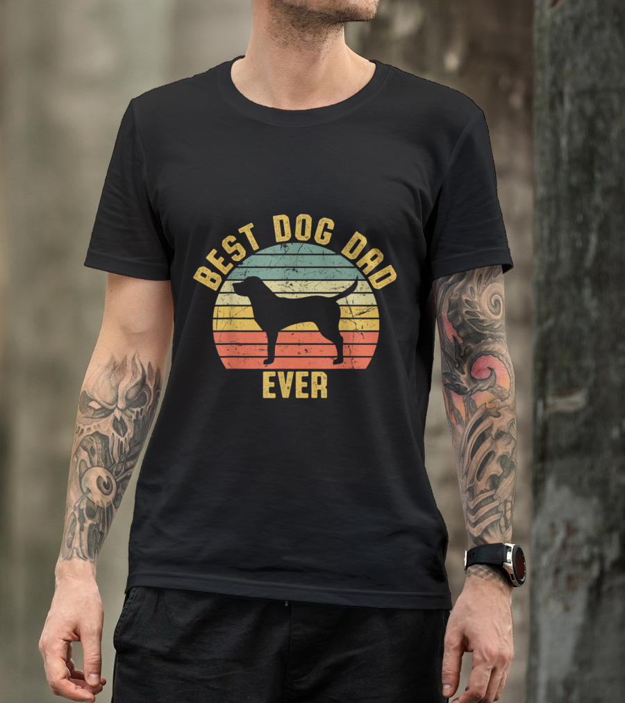 Best Dog Dad Ever Labrador Vintage Sunset T-Shirt