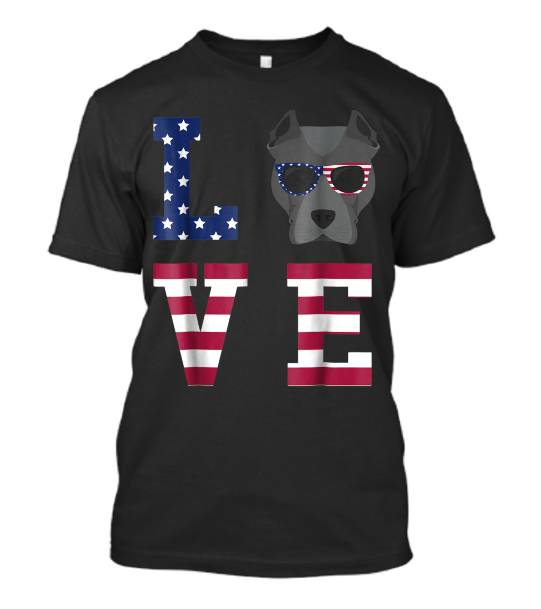 Patriotic Pitbull Dog Love USA Flag 4th Of July T-Shirt