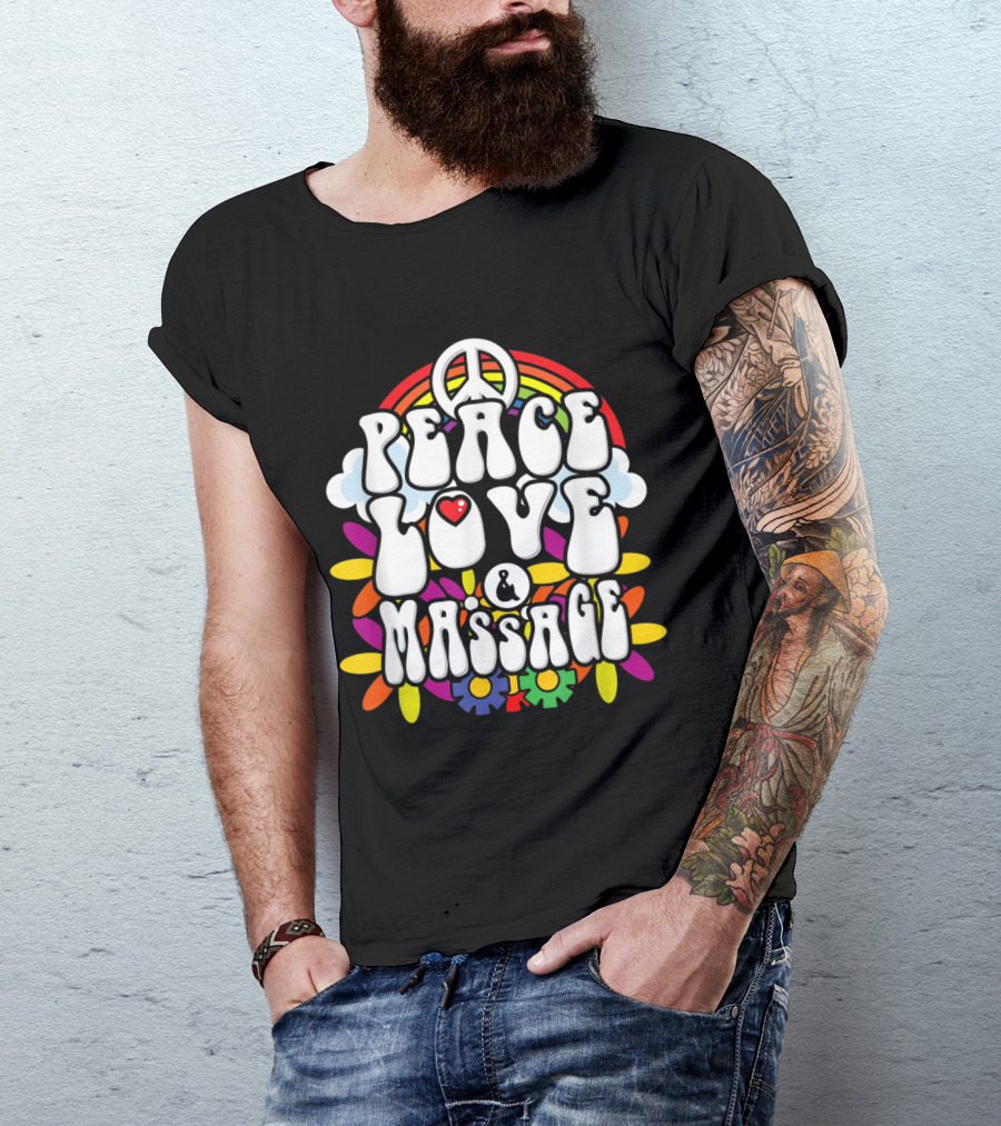 Peace Love Massage Rainbow Peace T-Shirt