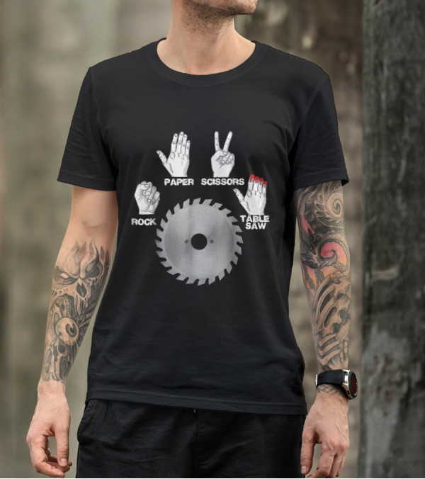 Rock Paper Scissors Table Saw Hand Gesture T-Shirt