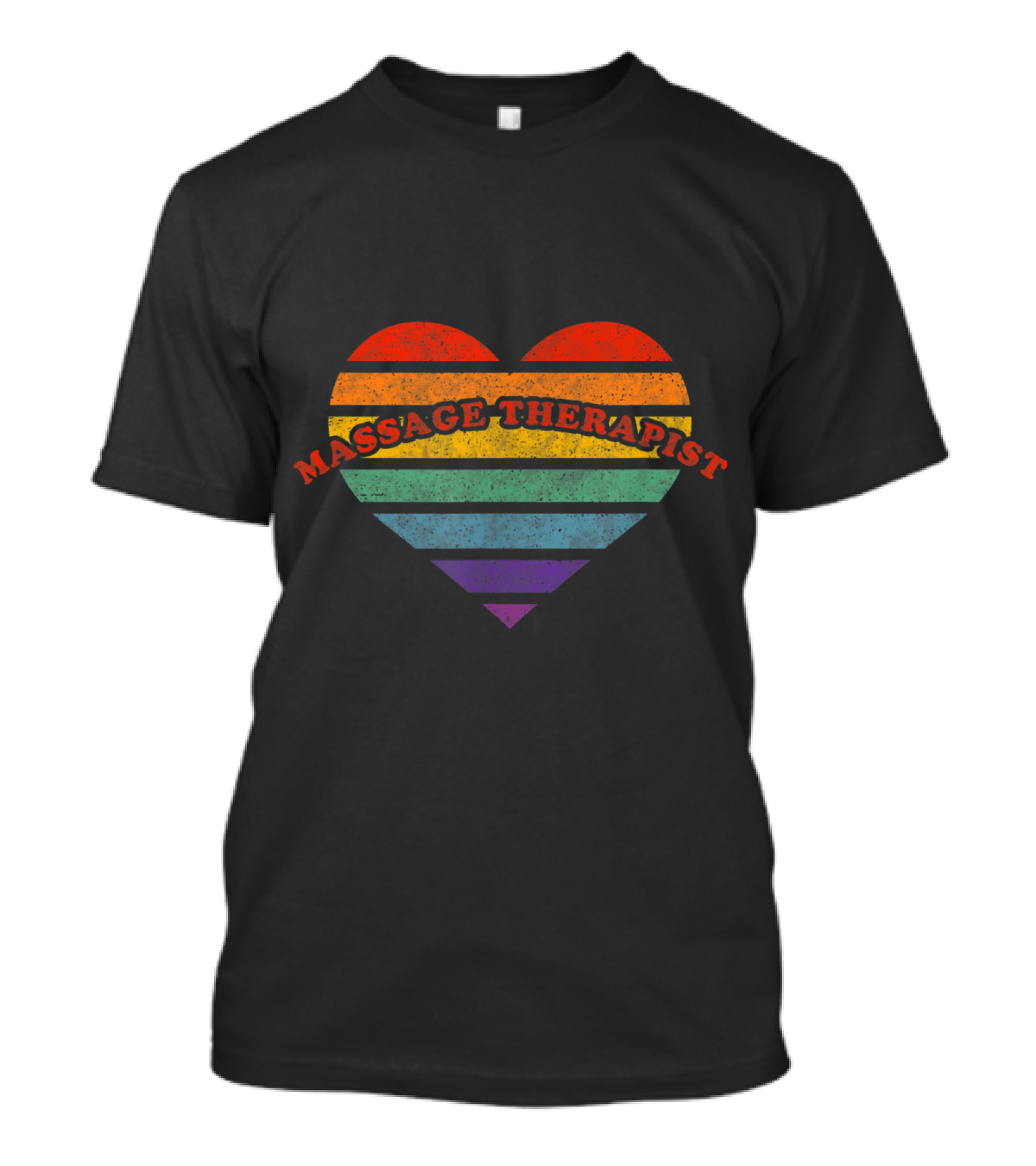 Massage Therapist Rainbow Heart Stripes Pride T-Shirt