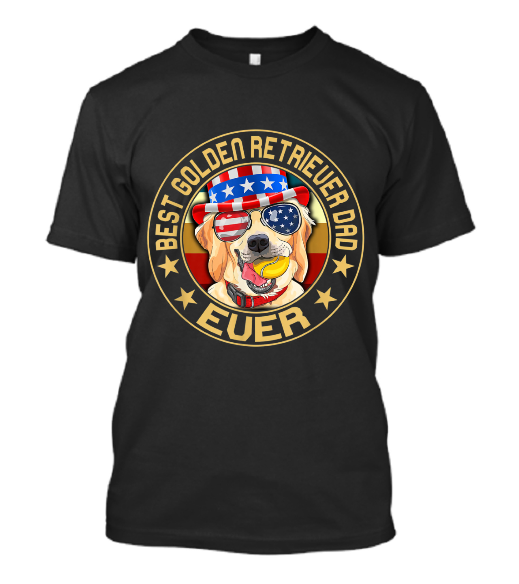 Best Golden Retriever Dad Ever USA Patriotic T-Shirt