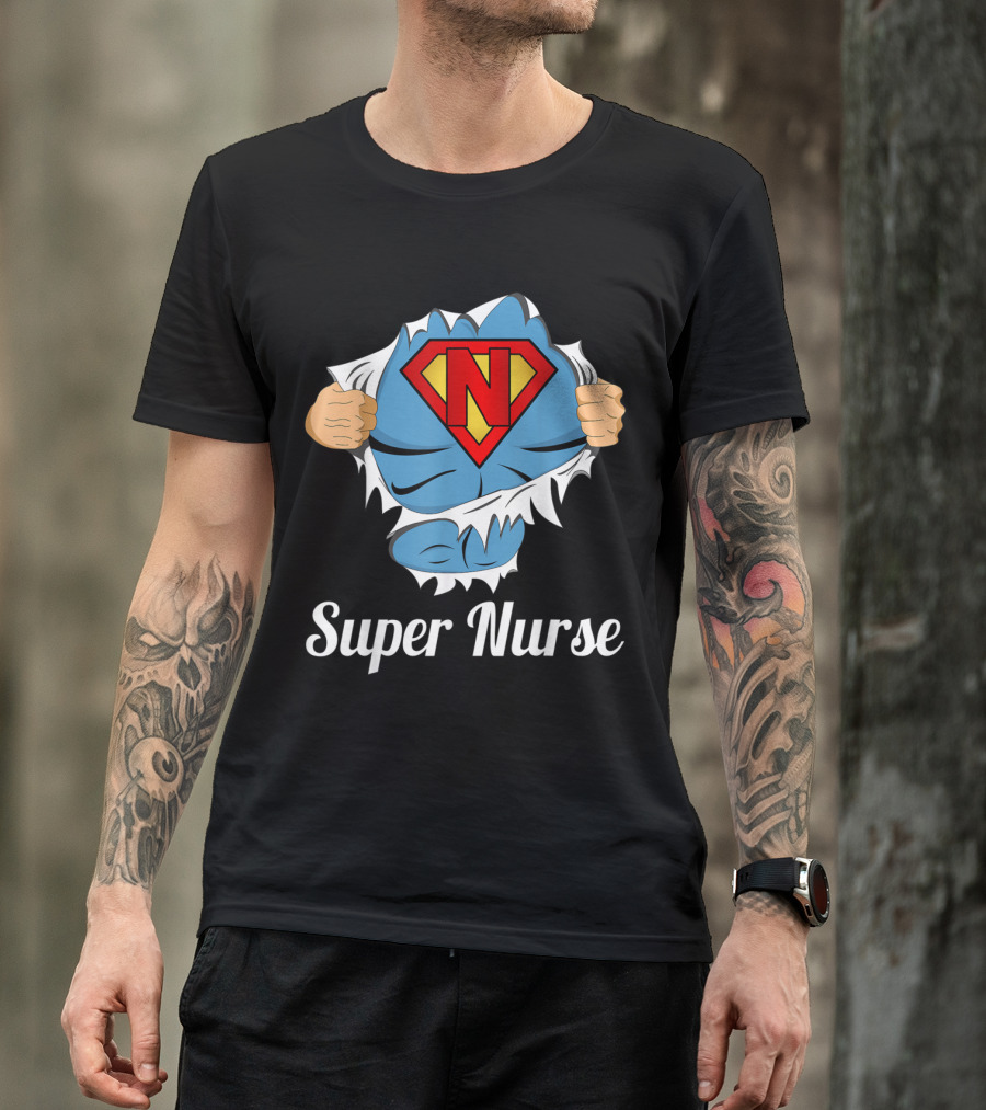Super Nurse N Logo Heroic Peel Superpower T-Shirt