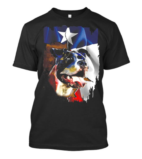 Pitbull Texas Flag American Patriotic T-Shirt