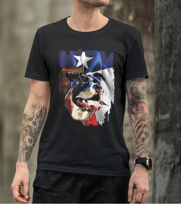Pitbull Texas Flag American Patriotic T-Shirt