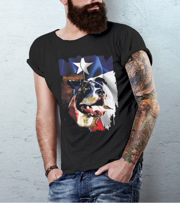 Pitbull Texas Flag American Patriotic T-Shirt