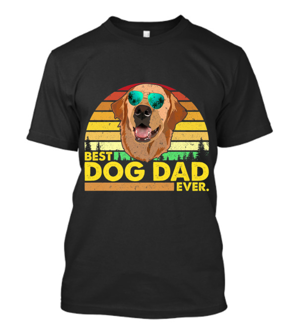 Best Dog Dad Ever Vintage Labrador Retreiver With Sunglasses Retro Sunset T-Shirt