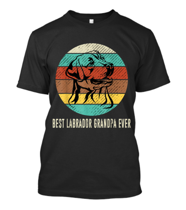 Retro Striped Circle Labrador Illustration Best Grandpa Ever T-Shirt