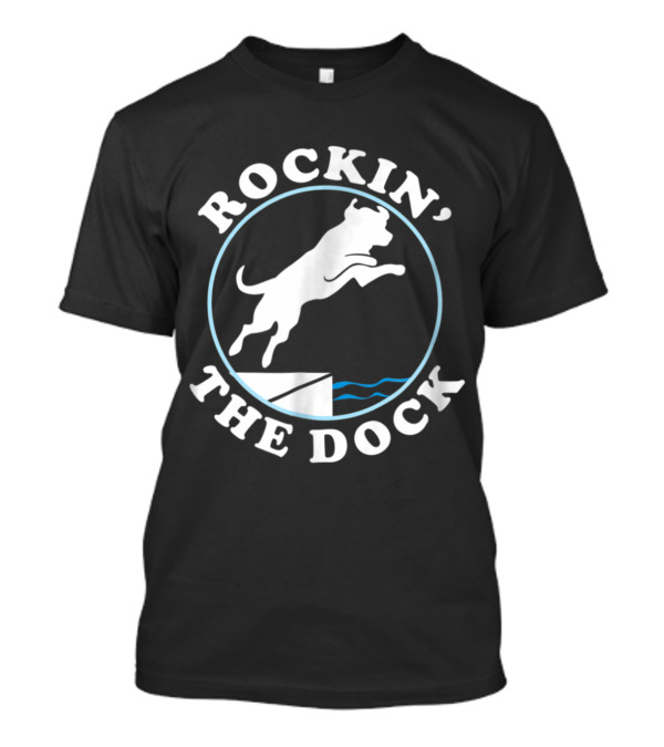 Rockin' The Dock Labrador Retriever Jumping Off Dock With Blue Waves T-Shirt
