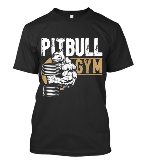 Pitbull Gym Strong Arm Lifting Dumbbells Muscular Dog T-Shirt