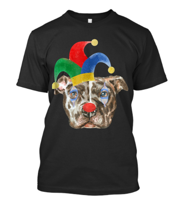 Pitbull With Jester Hat And Clown Face Paint T-Shirt