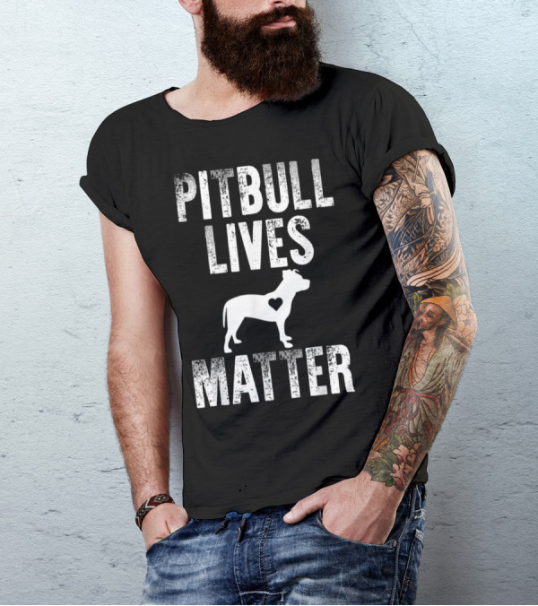 Pitbull Lives Matter Heart Silhouette Dog Advocacy T-Shirt