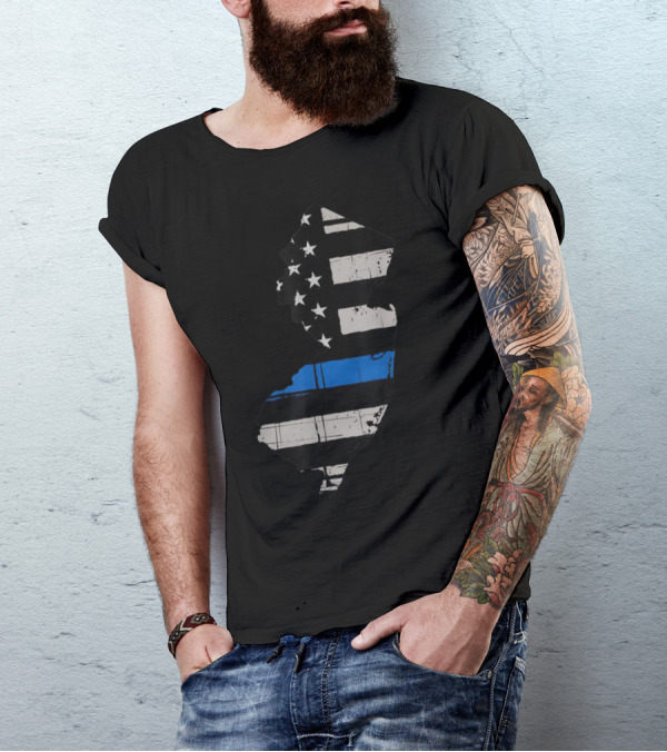 New Jersey Police Support Thin Blue Line American Flag T-Shirt