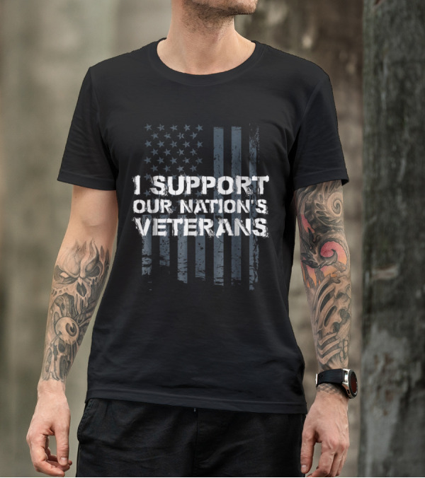 I Support Our Nation's Veterans Distressed American Flag T-Shirt