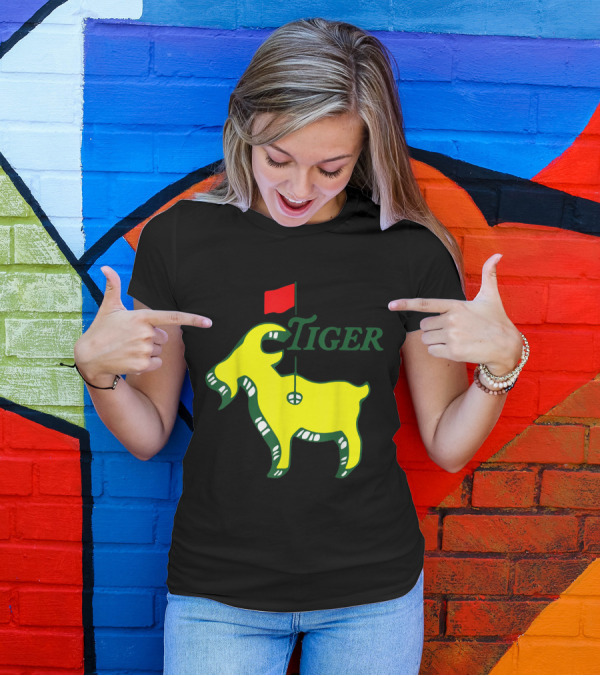 Tiger Goat With Masters Golf Flag Motif T-Shirt