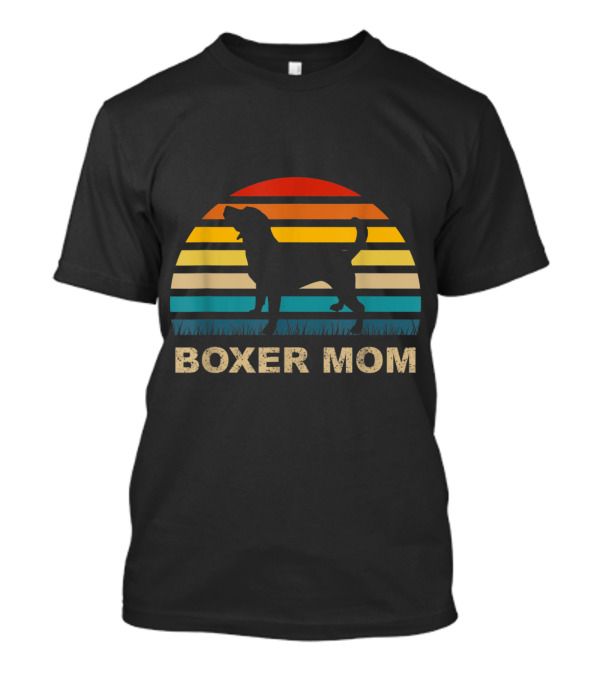 Boxer Mom Retro Sunset Stripes T-Shirt