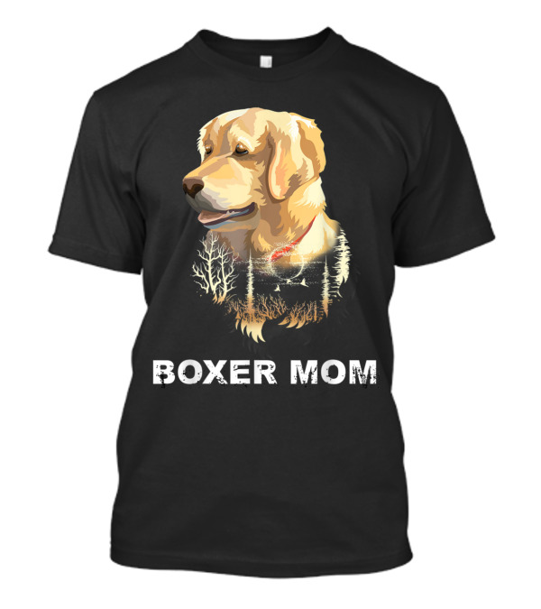 Boxer Mom Dog Silhouette Forest Scene T-Shirt