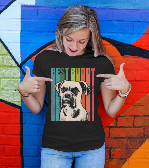 Best Buddy Vintage Boxer Colorful Stripes T-Shirt