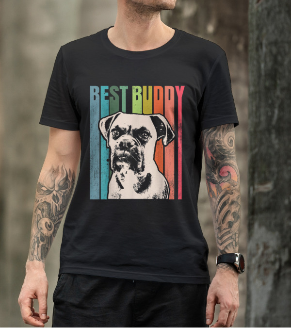 Best Buddy Vintage Boxer Colorful Stripes T-Shirt