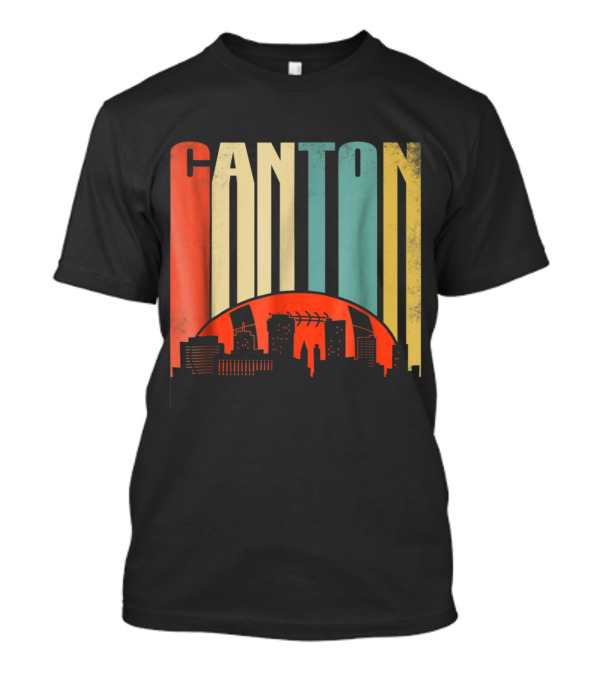 Canton Rugby Football Vintage Ohio Skyline Retro T-Shirt