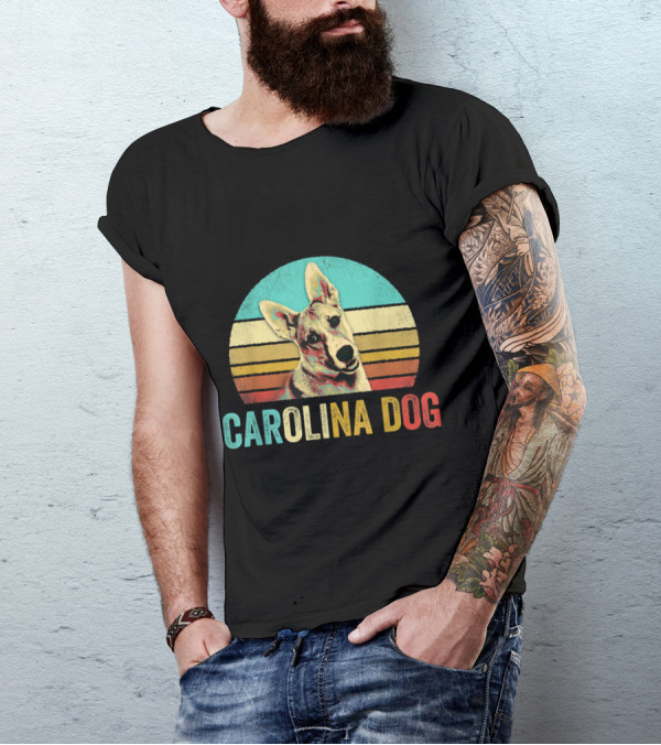 Retro Carolina Dog With Sunset Stripes T-Shirt