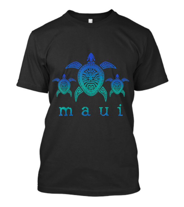 Maui Sea Turtles Hawaiian Art Blue-Green Tattoo T-Shirt