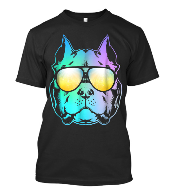Pitbull Neon Bully With Sunglasses In Vibrant Colors T-Shirt