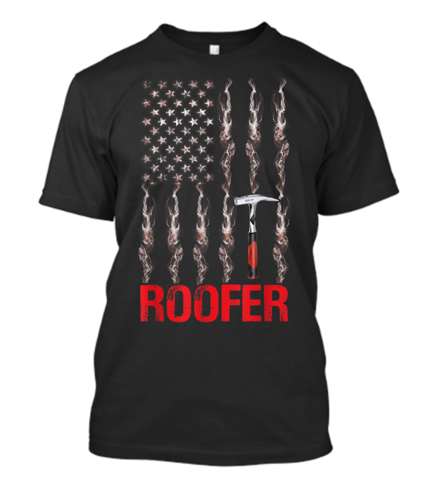 Roofer American Flag Design With Hammer And Patriotic T-Shirt