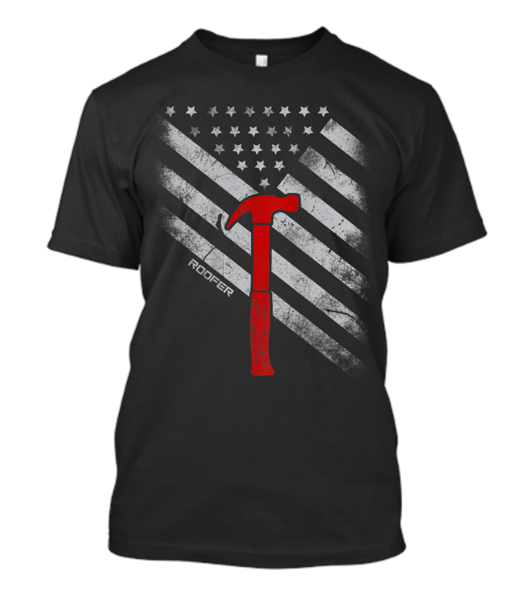 Roofer Hammer American Flag Distressed Vintage USA T-Shirt