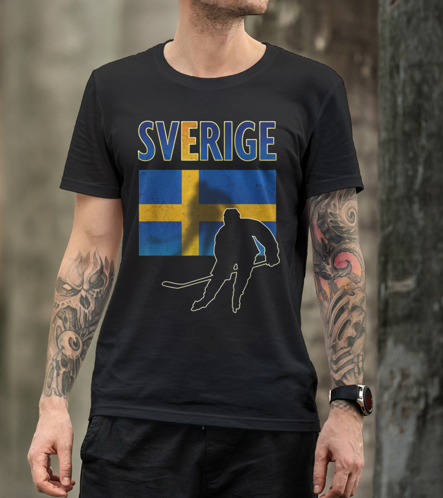 Sverige Ice Hockey Player Swedish Flag T-Shirt