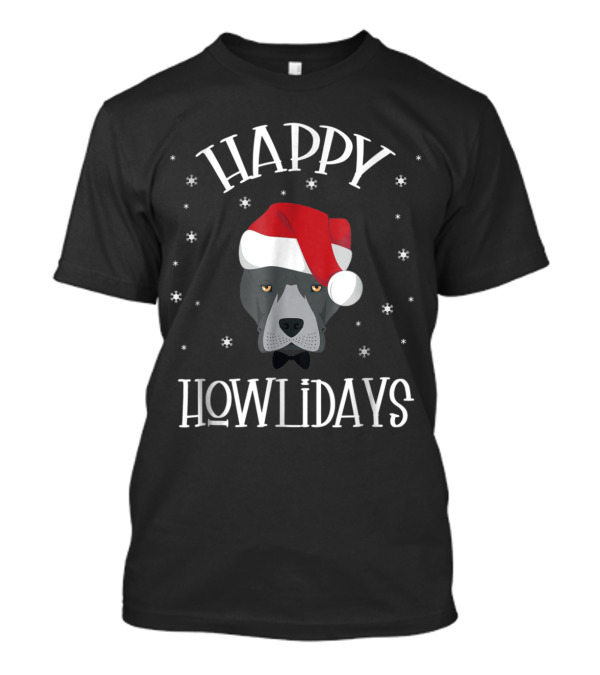 Happy Howlidays Pitbull Santa Hat T-Shirt